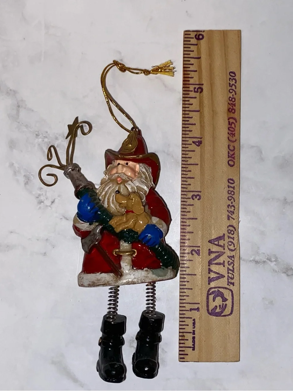 3/$15 Two Whimsical Folk Art Style Firefighter Christmas Ornaments